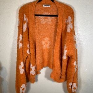 Ecowish oversized retro fuzzy cardigan